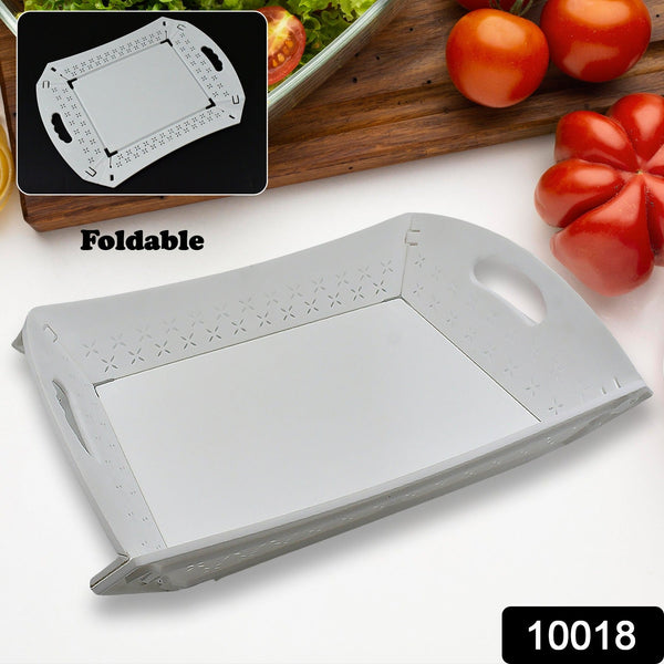 Foldable Plastic Serving Tray - Portable with Handle for Kitchen & Dining (1pc)
